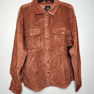 Volcom Womans Power Chord Shacket, Chestnut Brown, Size M, BRAND NEW